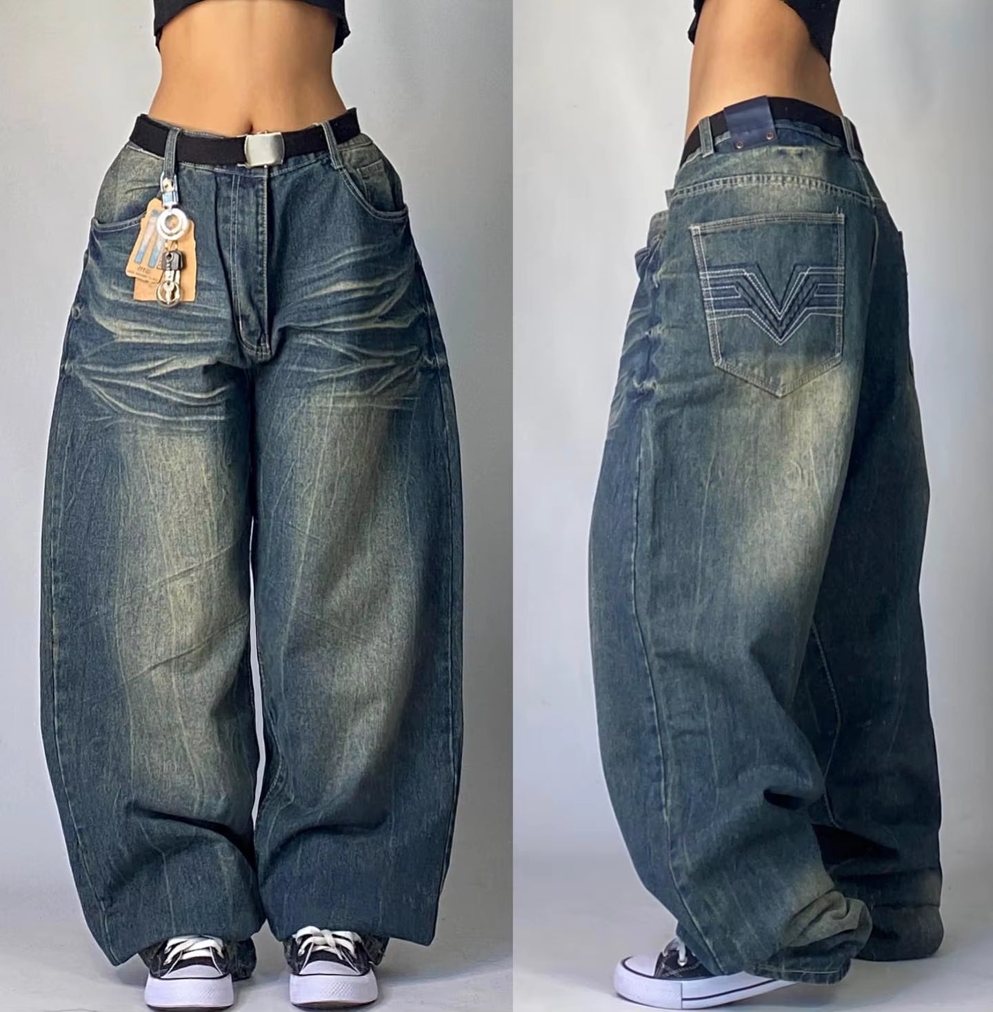 Streetwear New Fashion Oversized Print Baggy Jeans Y2K Harajuku Hip-Hop Vintage Pop Gothic High Waist Wide-Leg Pants Trousers.
