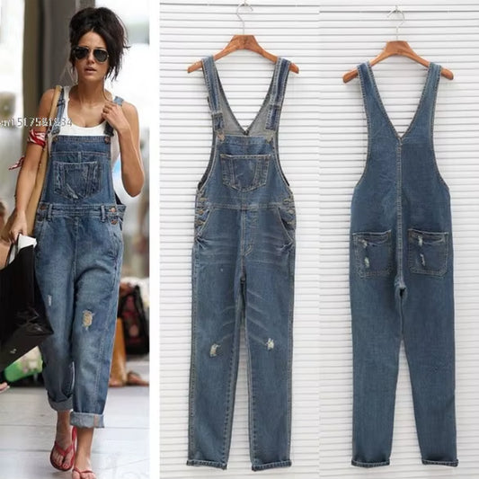 2024 Women Girl Washed Jeans Denim Casual Hole Jumpsuit Romper Overall #16 XXL XXXL.