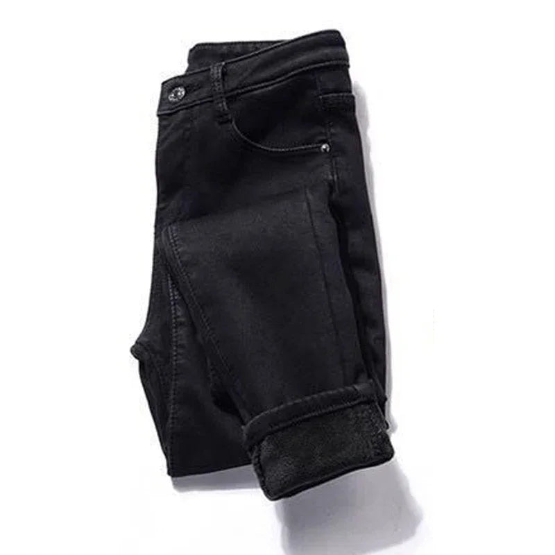 2022 Winter Jeans for Women High Waist Jeans Female Trousers Thickened Jeans Clothe Velvet Thick Warm Push up Mom Jeans Woman.