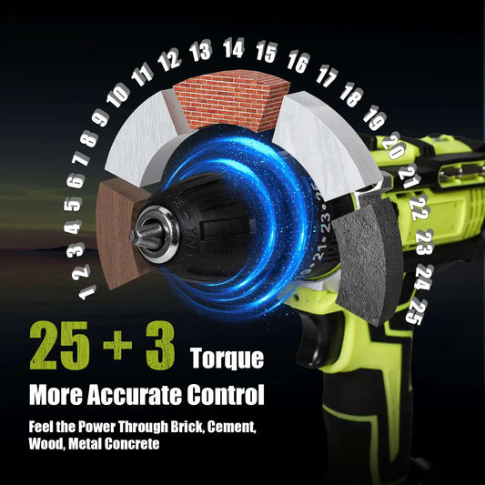 48 N-m Akku-Dual-Speed-Bohrmaschine mit hohem Drehmoment, 0–350/1350 U/min, 21 V Li-Ionen-Akku, Heim-DIY-Elektrowerkzeug-Set, Elektroschrauber-Bohrmaschine