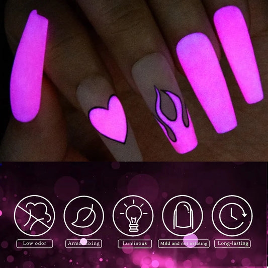 30g Luminous Nail Art Powder Halloween Dipping Powder Pink Pumpkin Orange Glow In Dark Phosphor Powder Party Manicure Salon DIY.