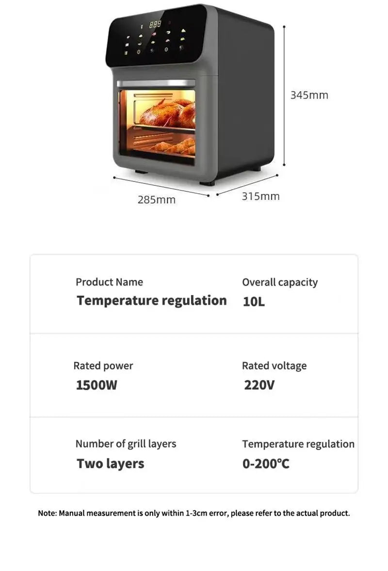 1350W 10L Large Capacity Electric Air Fryers Oilfree Automatic Household when living with Convection Oven Deep Fryer without Oil