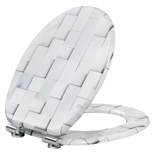 O-förmiger Toilettensitz, verstellbare Scharniere, Toilettendeckel mit Motiv, Soft-Close-Mechanismus für Badezimmer