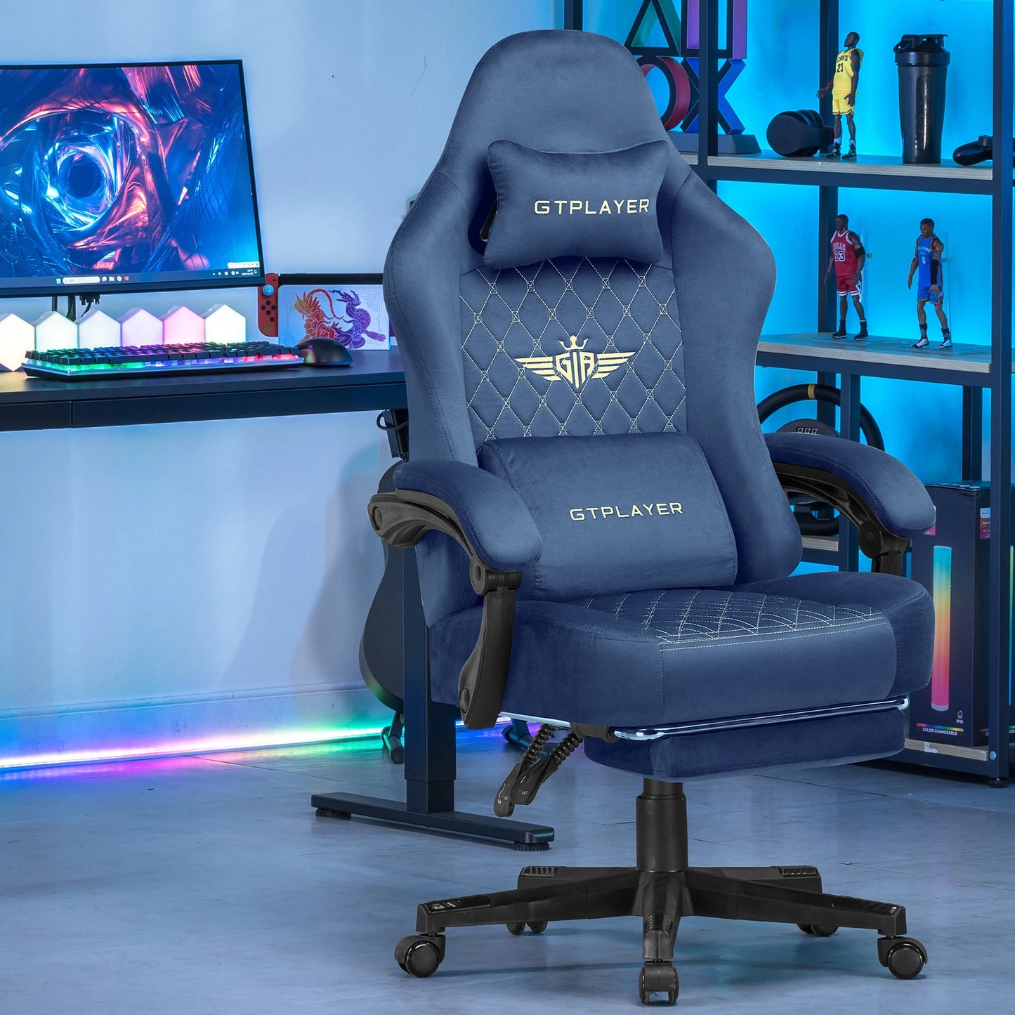 GTPLAYER Gaming Stuhl Stoff Gaming Chair Ergonomisch Bürostuh PC Stuhl, Verstellbarer und Drehbarer Schreibtischstuh