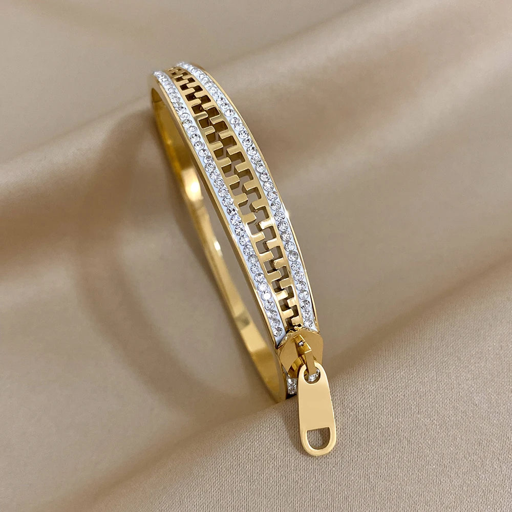 Original Zipper Bracelet Charm Bangle Stainless Steel Zip Hand Bracelets Gold Plated Luxury Jewelry for Women Designer.