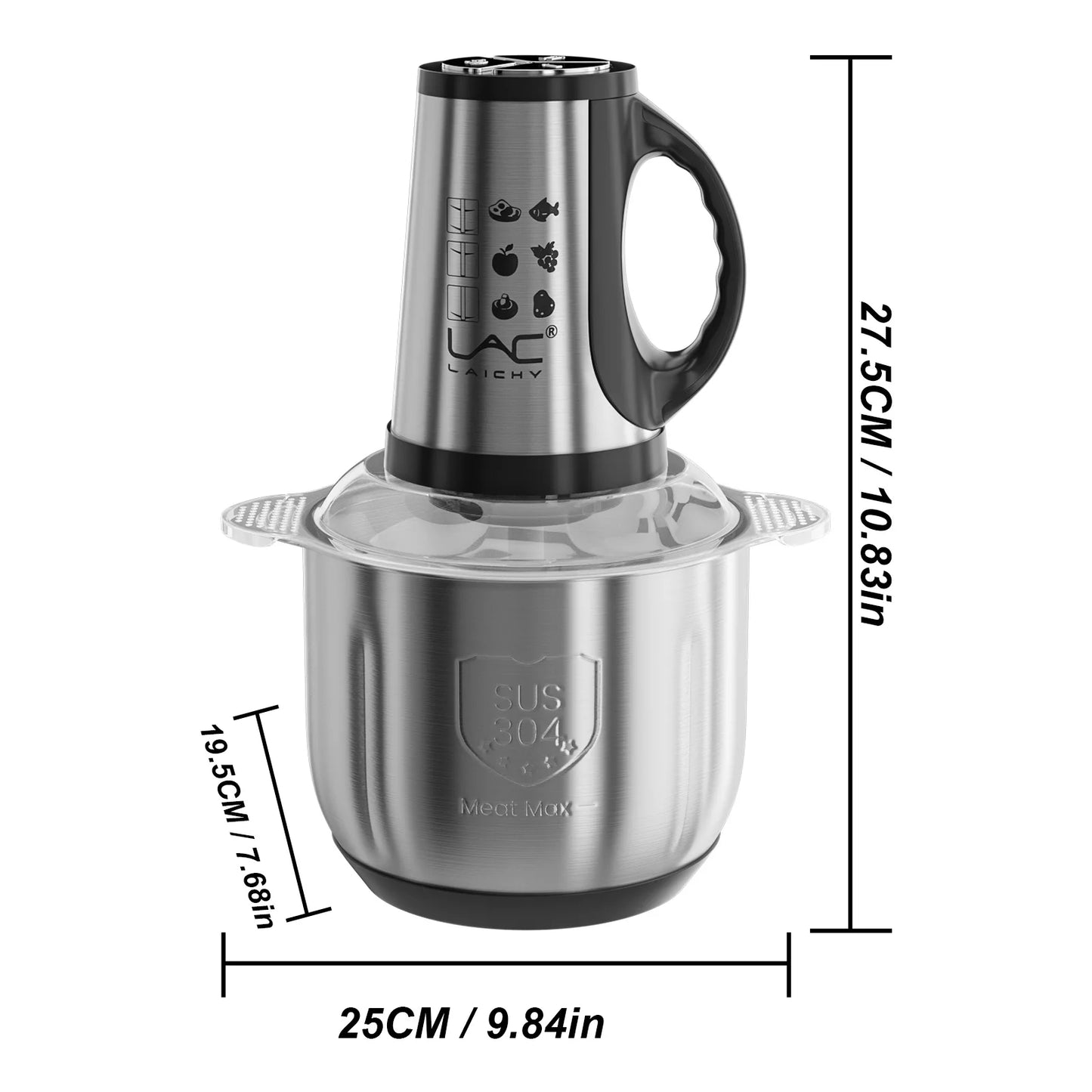 2.5L Electric Meat Grinder 3 Speed 300W Food Chopper Blender, Stainless Steel Vegetable Nut Bean Crusher Processor For Kitchen.