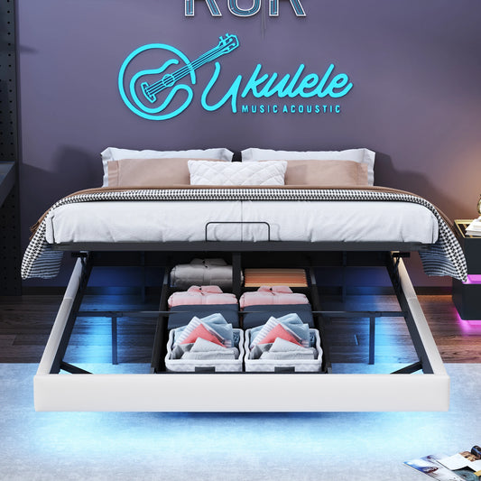 Rosahqnda Polsterbett, 160 x 200 cm, Doppelbett mit Stauraum, Bettrahmen mit Holzlattenrost, ohne Kopfteil,(ohne Matratze)