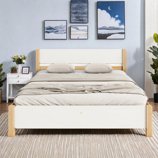 Rosahqnda Einzelbett 90*200cm Doppelbettgestell 140*200cm Holzbett Jugendbett Apartmentbett Gästebett Hauptschlafzimmer, Kiefer