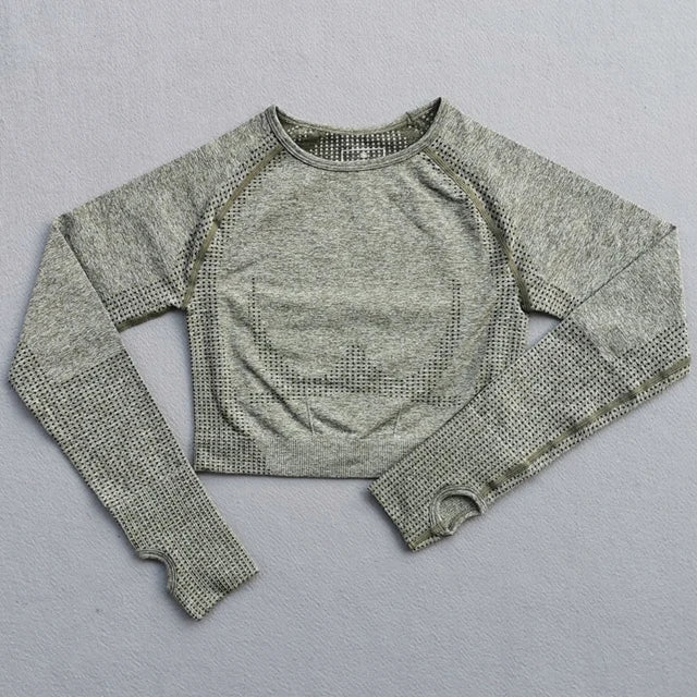 New Seamless Yoga Top Long Sleeve Workout Tops For Women Fitness Gym Crop Top Athletic Gym Shirts Women Sportswear Active