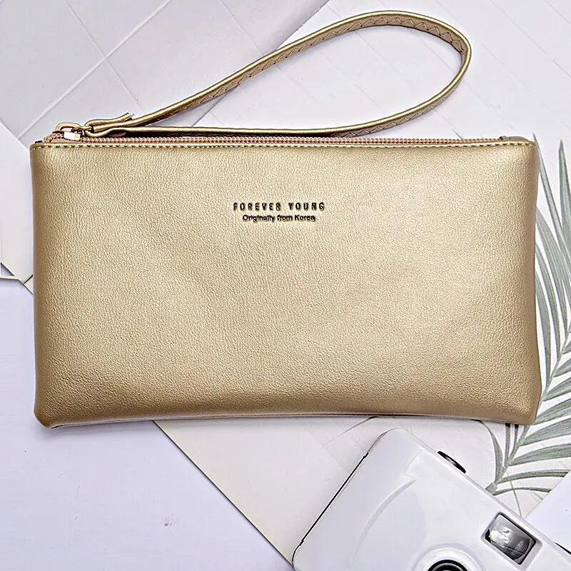 New mobile phone bag female long zipper coin purse female Korean version of pure color wild card bag mobile phone bag wallet
