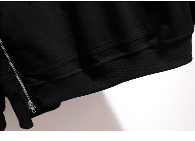 150Kg Plus Größe frauen Frühling Herbst Lose Mit Kapuze Sweatshirt Büste 154cm 6XL 7XL 8XL 9XL 10XL Lange hülse Gefälschte Zipper Top Schwarz