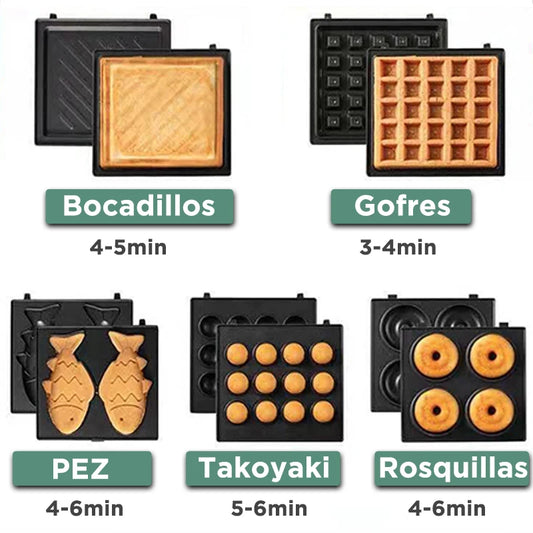 2025 New Sandwichera 3 en 1 Tostadora eléctrica Waffle Maker Desayuno Pancake Donut Egg Waffle Fish Cake Horno eléctrico.