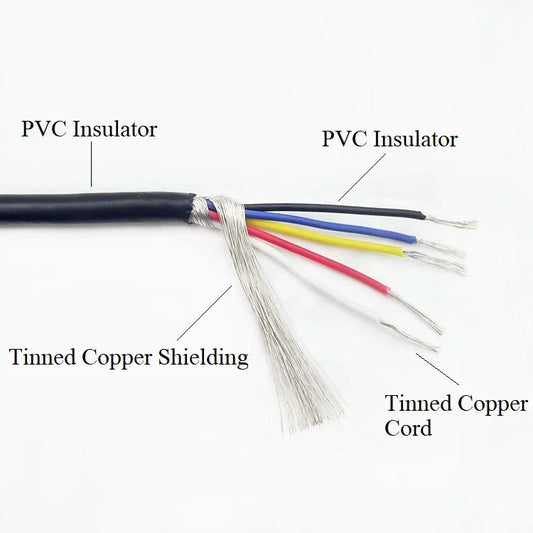 1M 24AWG Shielded Wire Signal Cable 2 3 4 5 Core PVC Insulated Channel Audio Headphone Copper Control Shielding Wire UL2547.