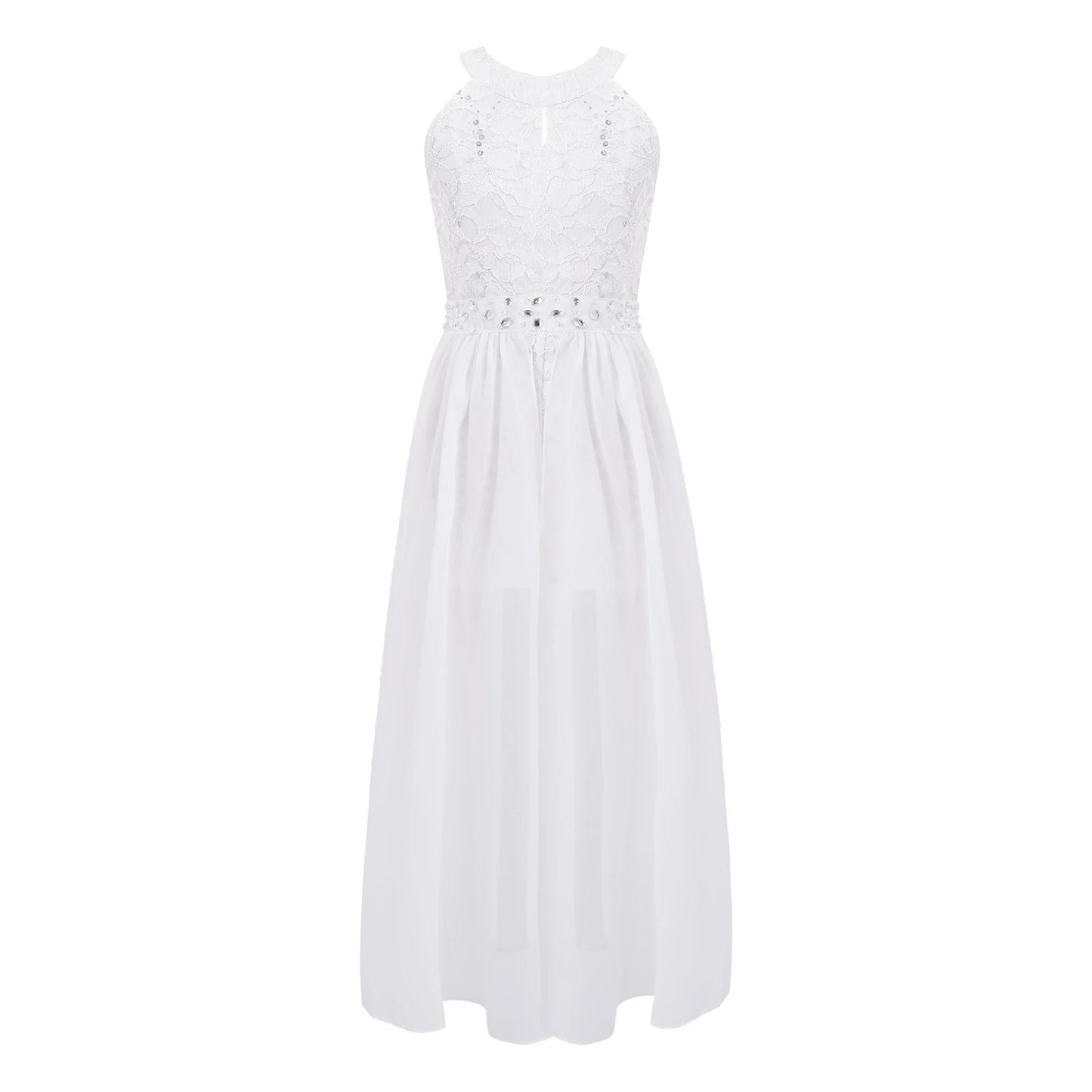 Kinder Mädchen Ärmellose Blumen Spitze Strass Party Kleid Dance Strampler für Schule Pageant Geburtstag Hochzeit Bühne Leistung