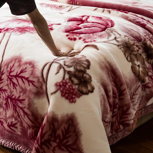 Double Layer Raschel Blankets 150*200cm Soft Warm Faux Fur Mink Throw Thicken Fluffy Microfiber Plush Weighted Blankets For Beds.