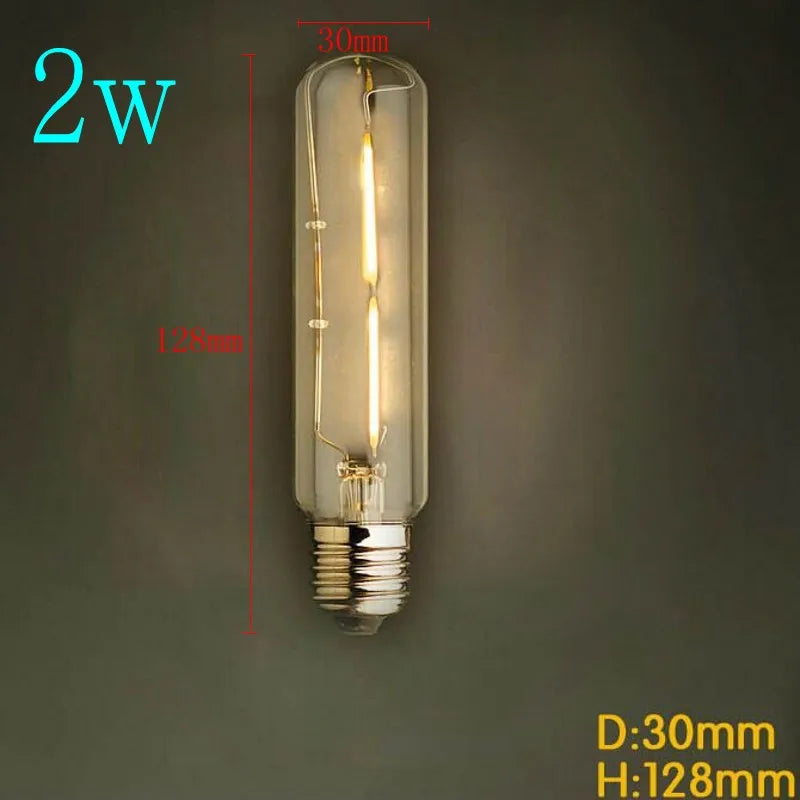 220V Vintage Antique Retro LED Edison Bulb E27 Tube Light Bulbs Warm Yellow / Warm white Filament Edison Lamp(2W 3W 4W 6W).