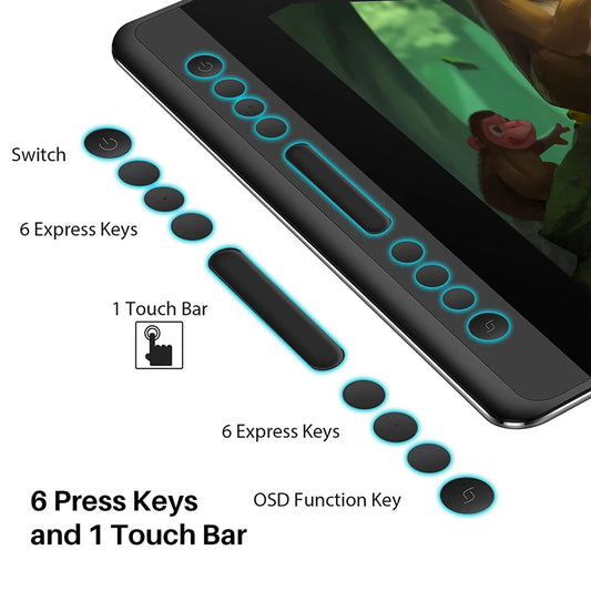 Huion Kamvas Pro 16 15.6 inch Graphic Tablet Monitor Battery-Free Pen Display Digital Tablet Drawing Monitor with Tilt AG Glass.