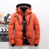 Customized logo Men's White Duck Down Jacket, Warm Hooded Thick Pufferfish Jacket, Men's Casual Coat, Warm Canadian Winter.