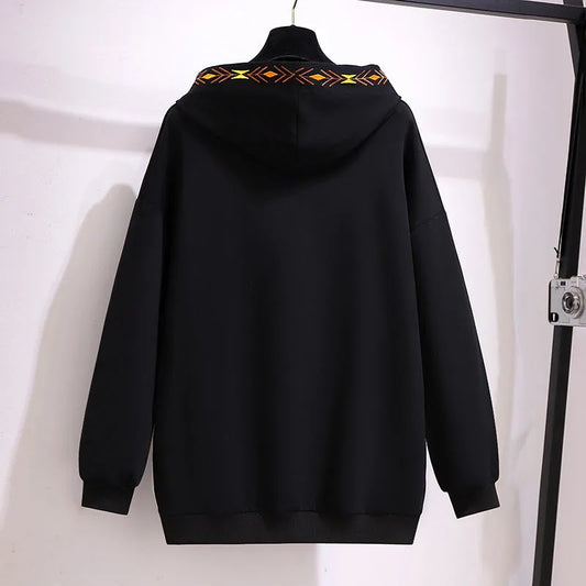 150Kg Plus Größe frauen Frühling Herbst Lose Mit Kapuze Stickerei Sweatshirt Büste 157cm 6XL 7XL 8XL 9XL 10XL lange-Ärmeln Casual Top.