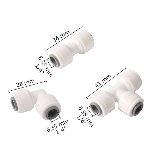 10Pcs 1/4” Slip Lock Quick Access Garden Water Connector Tee Elbow Straight PE Pipe Connector Water Filter Reverse Osmosis Parts