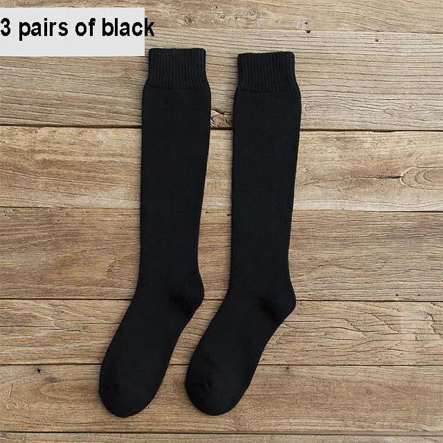 6PCS=3Pairs Men's Winter Compression Stocking Warm Hot Knee High Long Leg Terry Socks Warm Thicken Cover Calf Socks Size 38-44