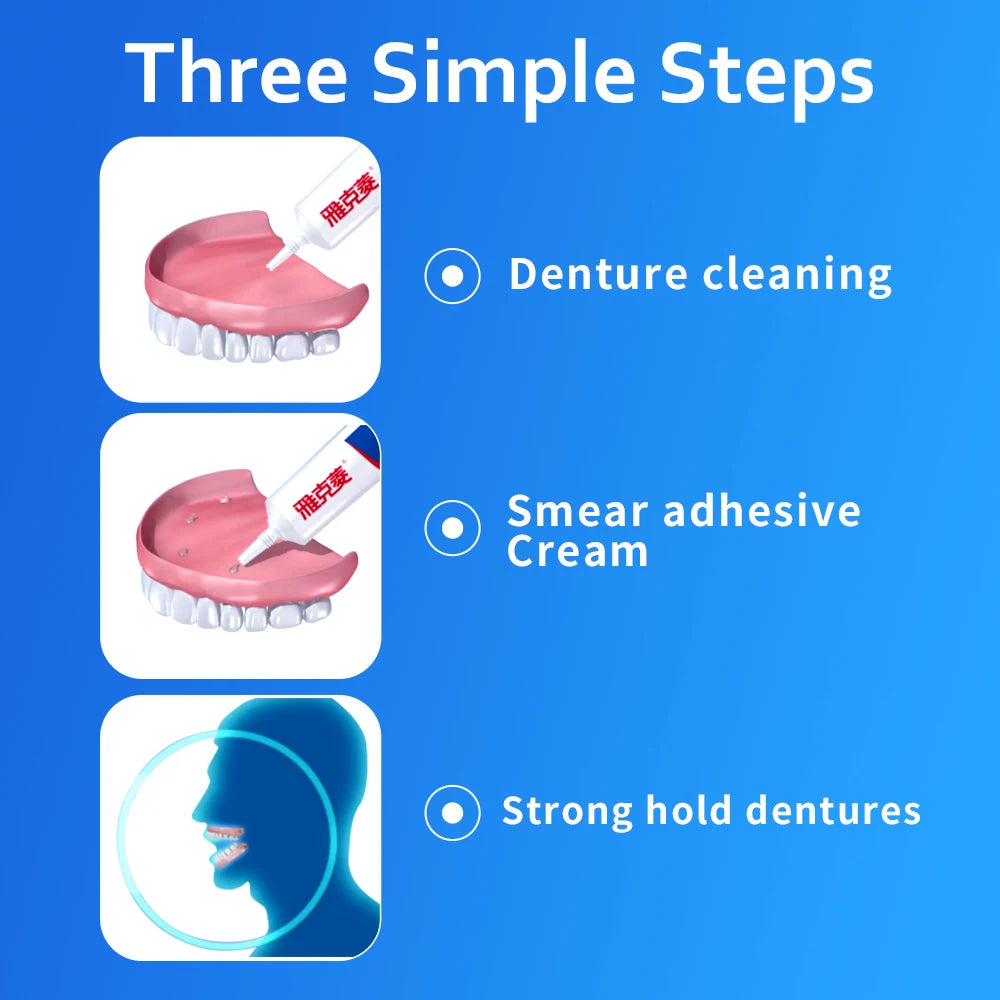 Y-Kelin Denture Adhesive Cream 120Gram (40g*3 Packs) Strong Dentadura Prosthesis Teeth GlueRemovable False Elderly Gift.