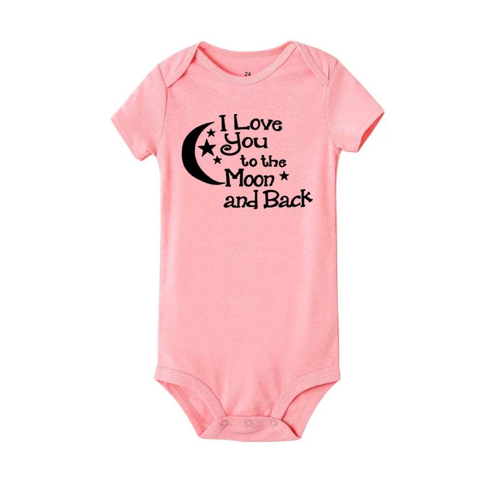 ICH LIEBE DICH ZUM MOND UND ZURÜCK & My Auntie Liebt Mich Gedruckt Jungen Mädchen Infant Playsuits Ein Stück schöne Baby Kid Romper Body.