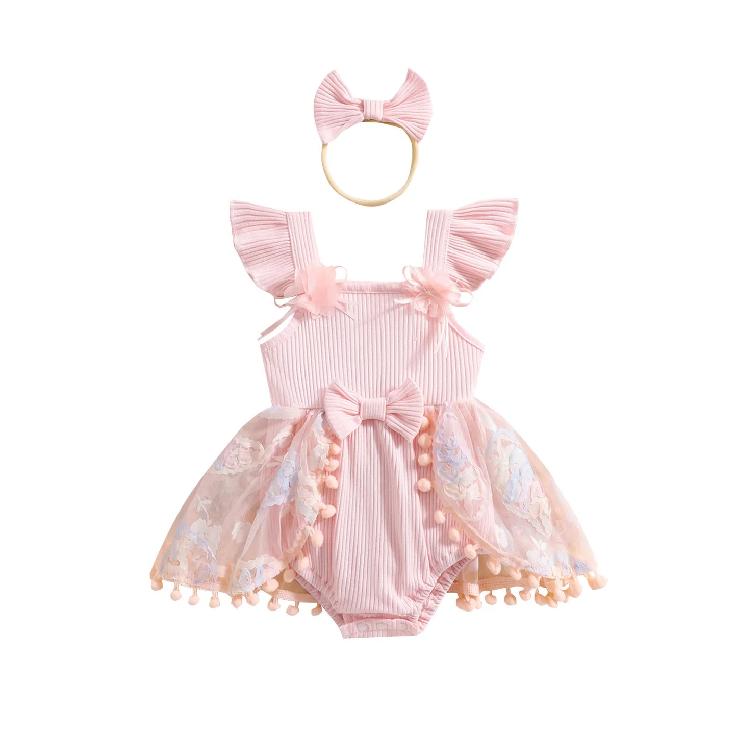 0-18M Kleinkind Baby Mädchen Sommer Strampler Kleid Nette Rüschen Ärmellose Square Neck Blume Body mit Stirnband Set neugeborene Kleidung.