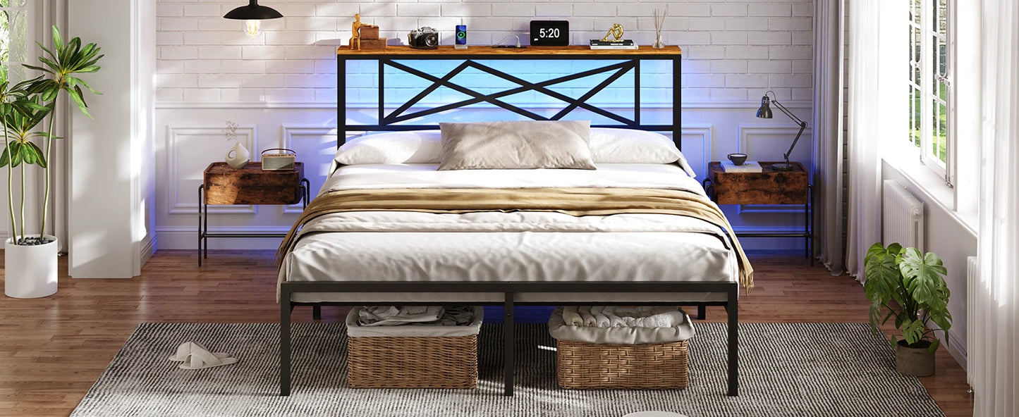 Bett 140x200 mit verstellbarer Beleuchtung, Bettgestell 140x200 mit weicher Polsterung, schwebender Bettrahmen, gepolsterte Jugendbe