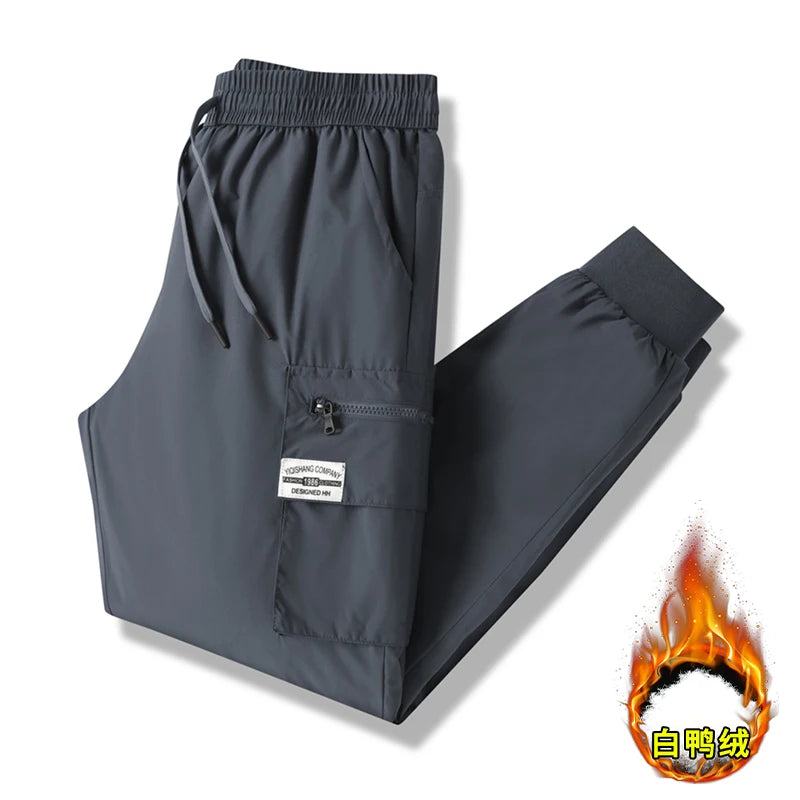 CHUJIE Men's autumn and winter new down jacket pants, men's mountain outdoor work pants, graphene heating thickened warm pants