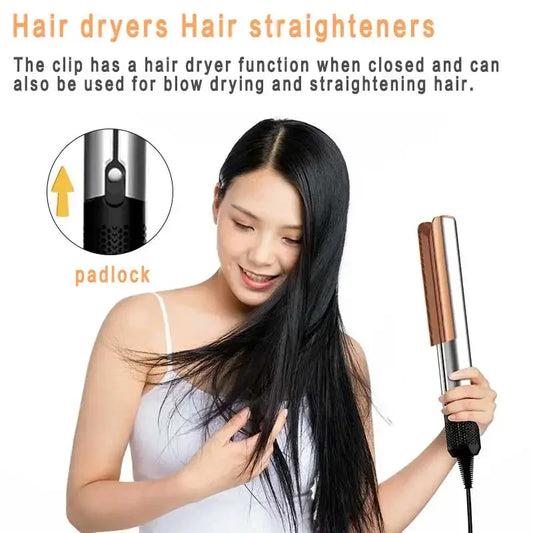 2-in-1 Professional Quick Dry Hair Dryer and Straightener Negative Ion Iron Long Lasting Styling Tool Wet and Dry Curling Iron.