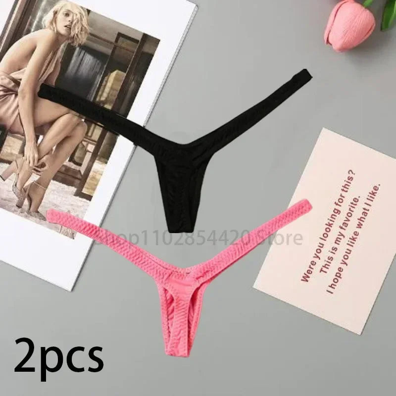 2/4pcs New Deep V Thong Women's Breathable Line Sexy Hot Waist Mini Panties Bikini Bottom Thongs Female Panty Women Underwear.