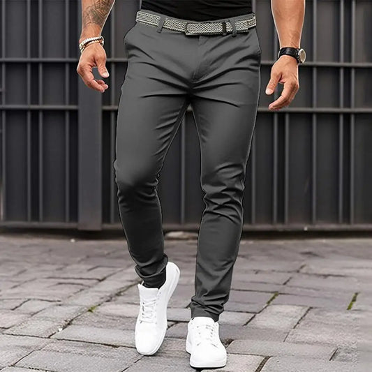 Männer Einfarbig Anzug Lange Hosen Mid-rise Schräg Taschen Zipper Fly Slim Fit Business Büro Hosen Feine Nähen hosen Arbeitskleidung.