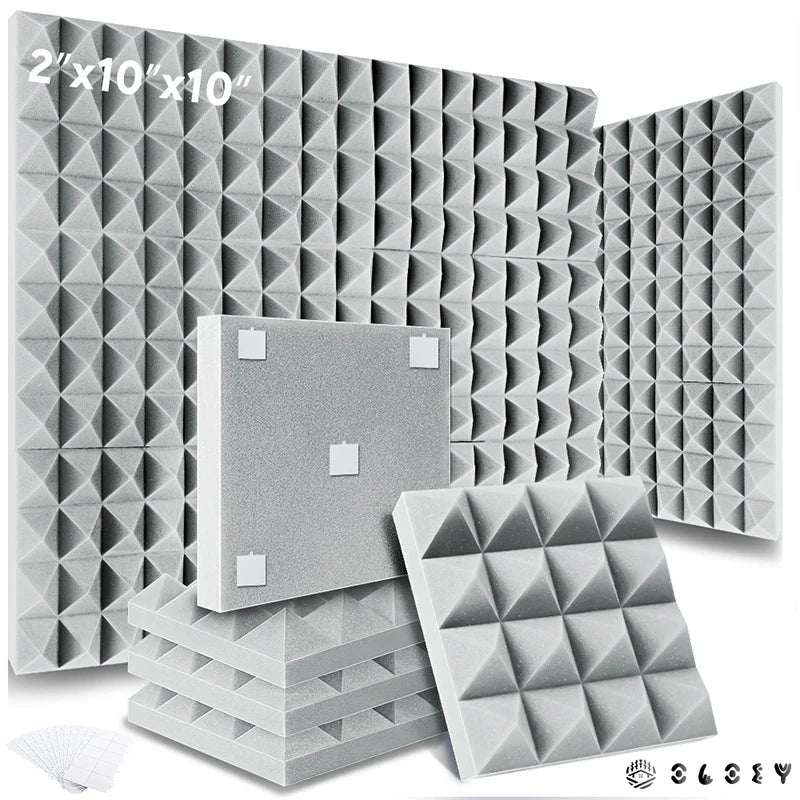 Studio Acoustic Soundproof Foam Panels 6/12/24 Pcs, Pyramid Sound Insulation Treatment Acoustic Sponge,Acoustic Foam Panels