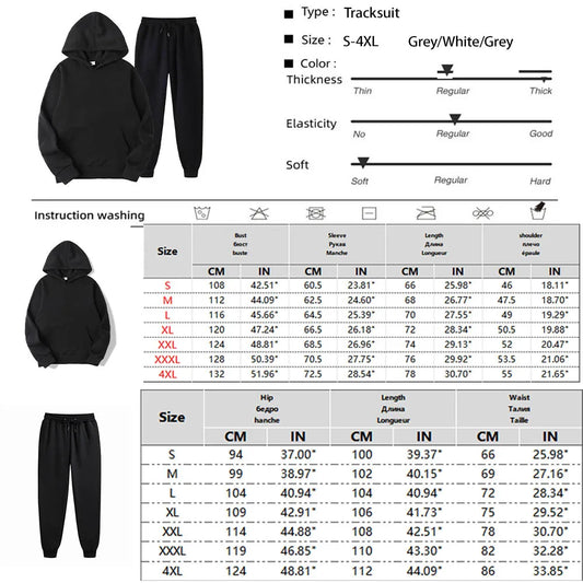 Men Tracksuit 2 Pieces Sets Hooded Sweatshirt +Drawstring Pants Male Hoodies Running Sportswear Men Women Autumn Sportwear.