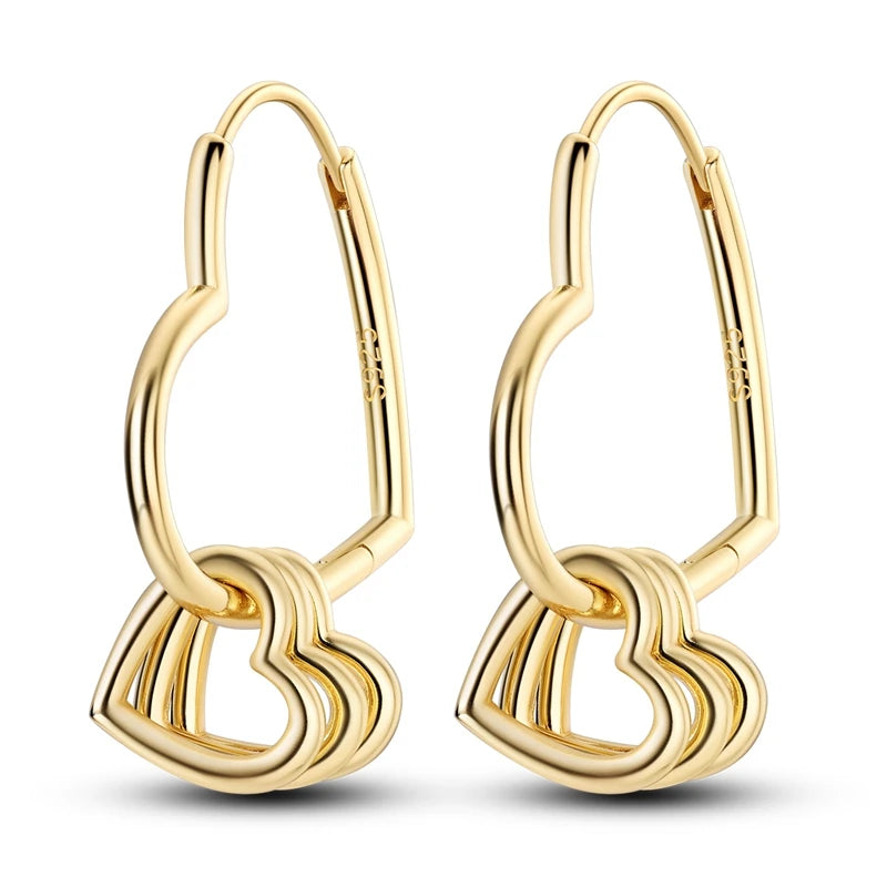 Yellow Gold Starlight Hoop Earrings For Girl Sparkling Classic Snakebone Multi-loop Earrings Star Moon 925 Silver Women Earring