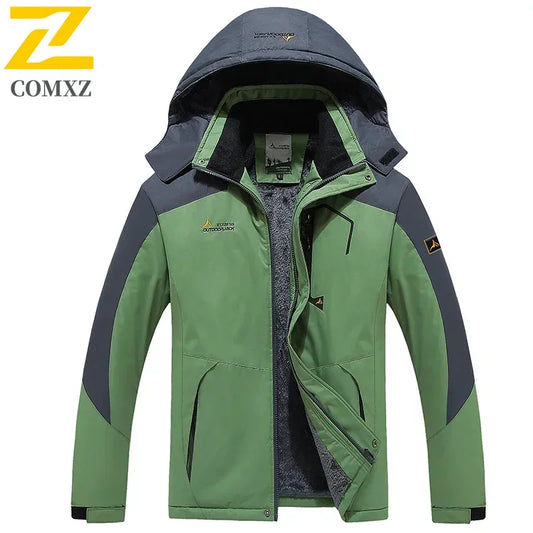Winter Men's Parka Outdoor Lining Fleece-lined Thickened Windproof Warm Mountaineering Hooded Jacket Cold-resistant Ski Suit 6XL.
