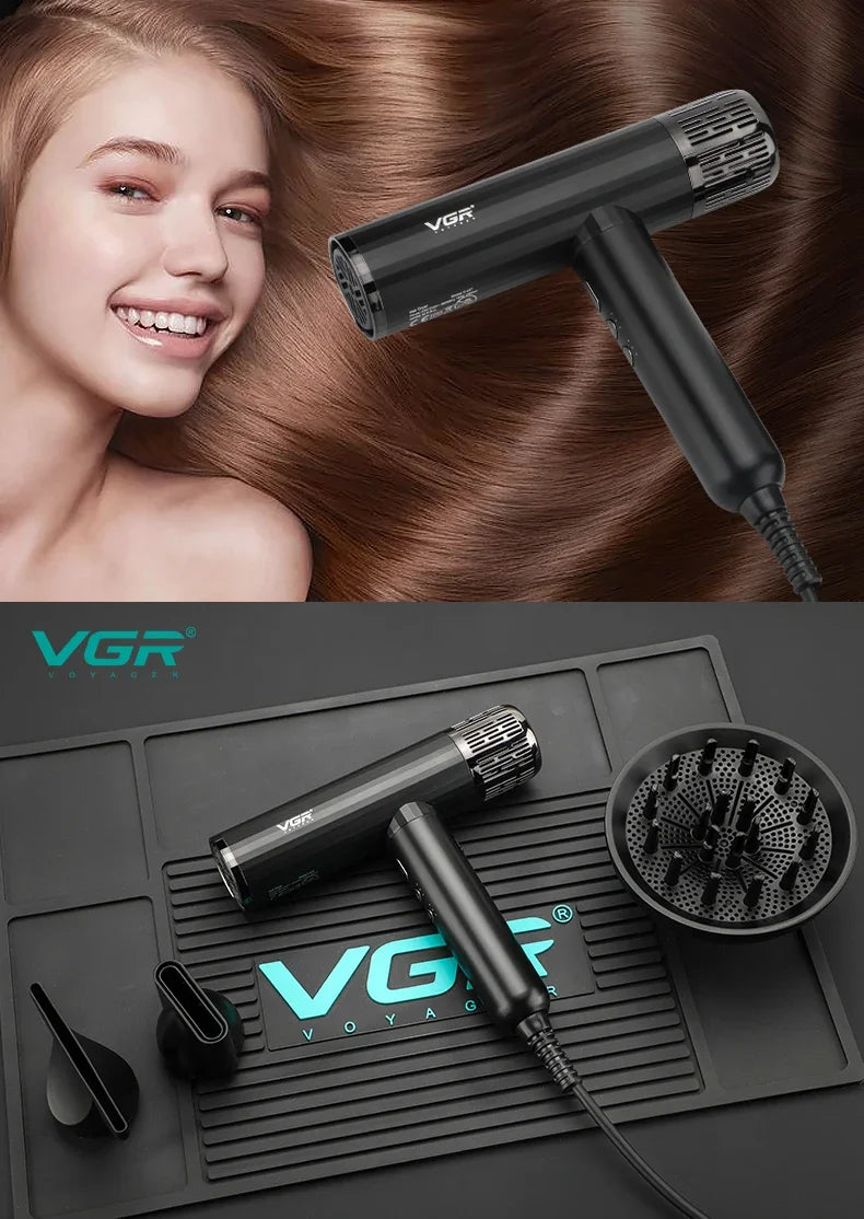VGR Hair Dryer Professional Air Blower Brushless Motor Hair Dryer Machine 110000 RPM Hair Dryer Negative Ion Barber Salon V-427