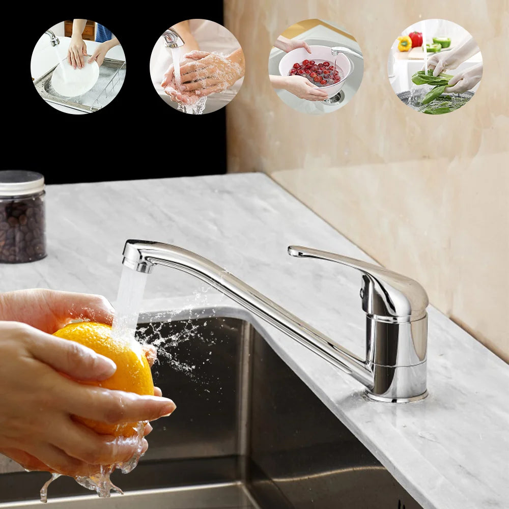 Faucets Kitchen Standing Faucet Bathroom Faucet Single Handle Basin Taps Hot & Cold Water Tap Chrome Plated Sink Faucets