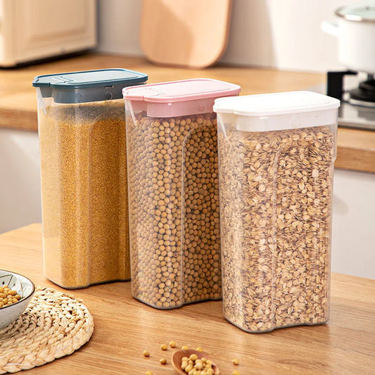 Kitchen Transparent Sealed Jar Plastic Household Cereals Grains Storage Box Hermetic Cans Organizer Bulk Classified Container.