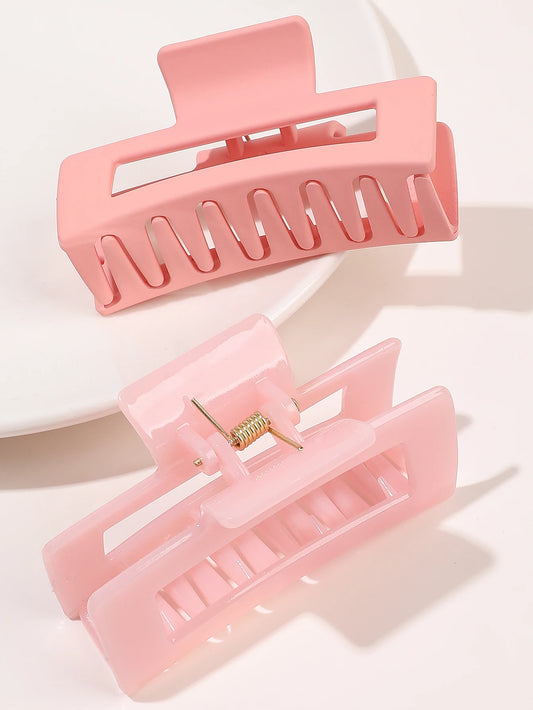 4 Pcs Pink Large Hair Claw Clips 3.4" Non-slip Big Square Matte for Women Girls, Strong Hold Banana Clips for Thick Thin Hair.