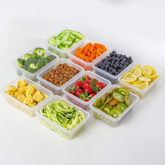 Kitchen Food Contianers Set, Microwave Dishwasher Safe BPA FREE 10pcs 840ML Containers Set With 10stickers and Marker.
