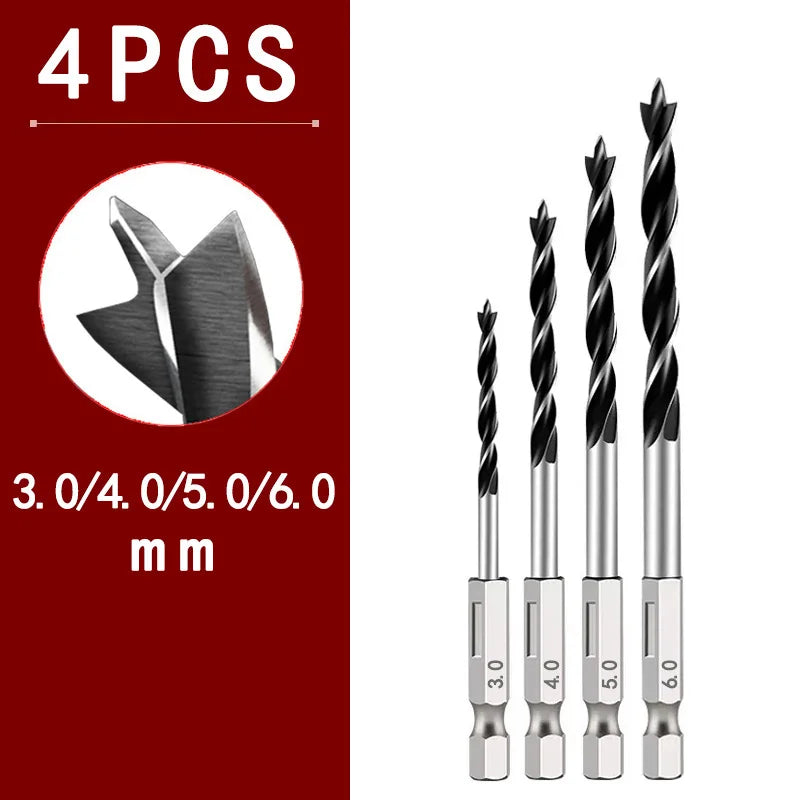 3/5/7Stk. 3/4/5/6/7/8/10mm 1/4 Sechs kant griff Dreispitzer Holz bearbeitungs bohrer Set Holz bearbeitungs lochreib werkzeug