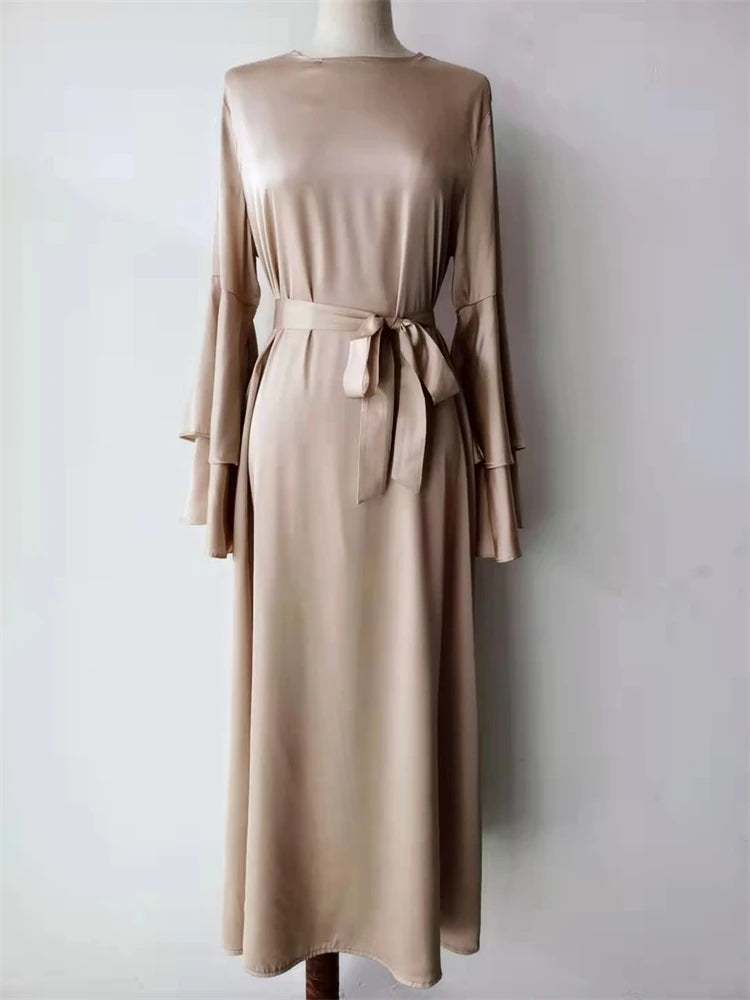 Eid Kebaya African Dresses For Women Muslim Kaftan Satin Shiny Batwing Abaya Dubai Luxury Caftan Marocain Robe Femme Musulmane