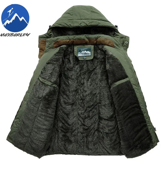 Winter Fleece Long Jacket Men Casual Thicken Warm Cotton Padded Jackets Man Fashion Hooded Outdoor Windproof Parkas Snow Coat.