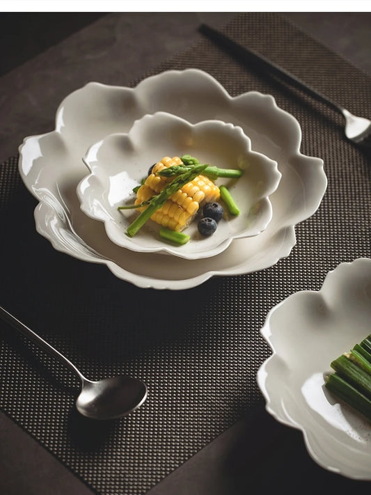 color petal household ceramic dish hotel restaurant tableware.