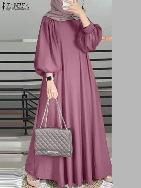 Muslim abaya ZANZEA Autumn Sundress Women Dress Hijab Dresses.