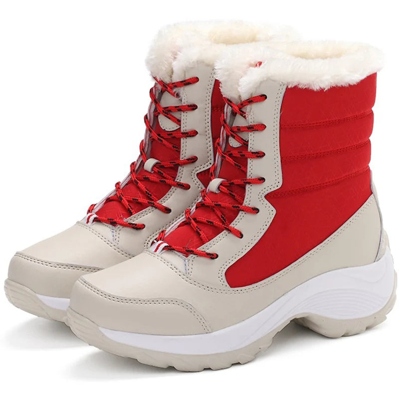 Women's Boots Lightweight Fur Boots Ankle Heels Winter Shoes Woman Fashion White Platform Botas Mujer Snow Boots Winter Footwear