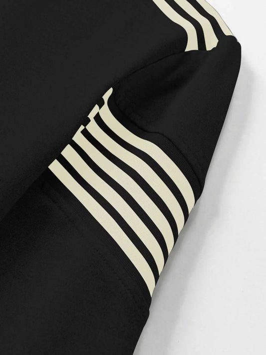 Men's sporty casual set for spring and autumn, featuring a stand-up collar zip-up long-sleeved top and drawstring waist pants. I.