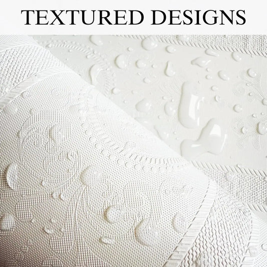 3D-Tapete mit weißer Prägung zum Abziehen und Aufkleben, Damaststruktur, selbstklebende Tapete, modernes, florales, abnehmbares Kontaktpapier